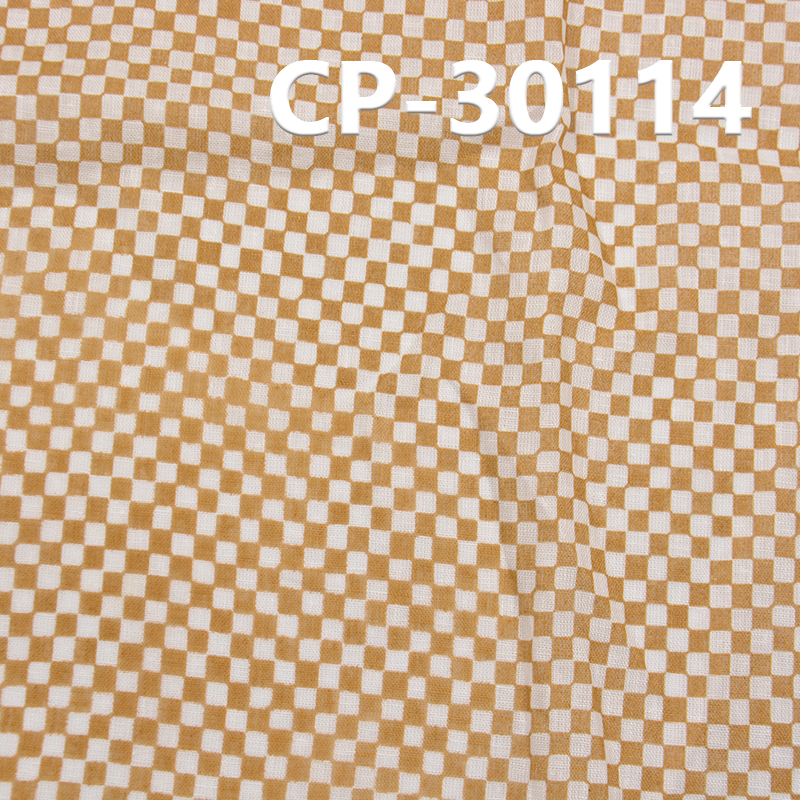 Linen Cotton Fabric | 90g/m2 Plain Weave Check Print Fabric | Fabric for Shirts, Dresses, Casual Trousers
