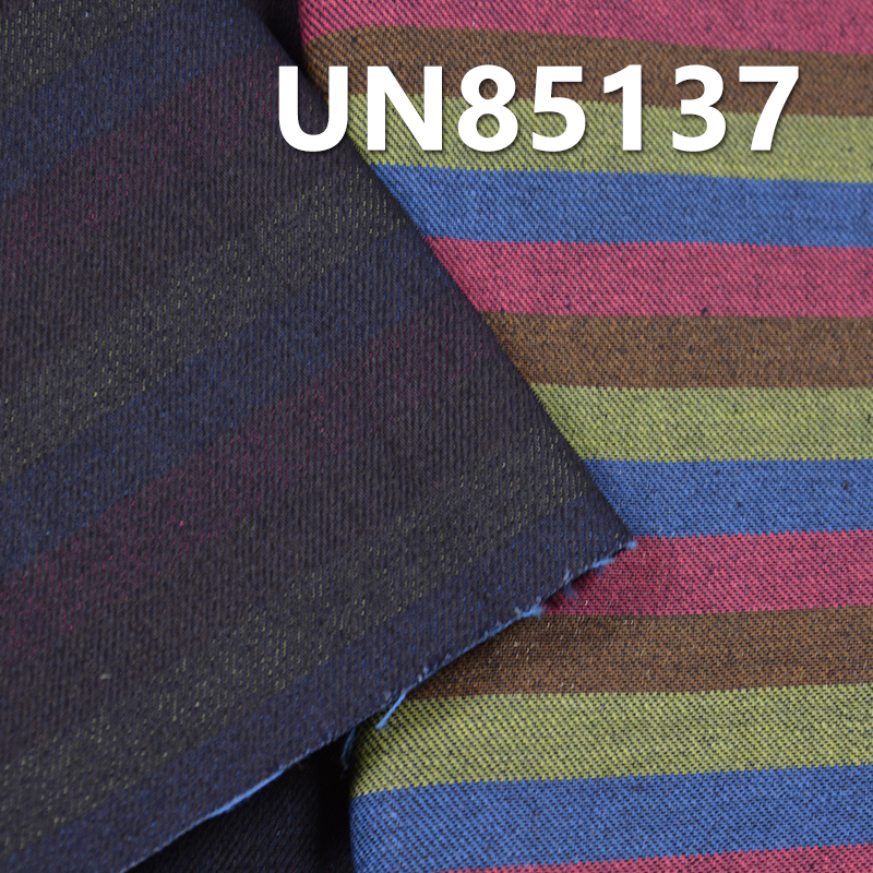 Blue  Face&Colored Striped Denim | 10.5oz Poly-Cotton Stretch 3/1"z"Twill Denim| Fabric for Jeans, Denim Skirts, Jackets