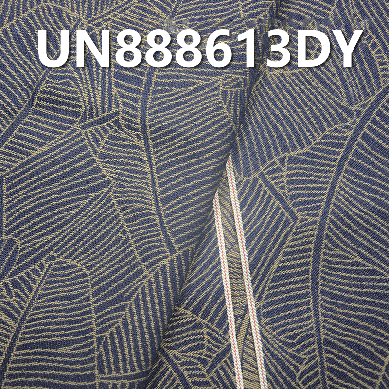 100% Cotton Leaf of Banana Jacquard Selvedge denim Twill   32/33" 12.6OZ UN888613DY