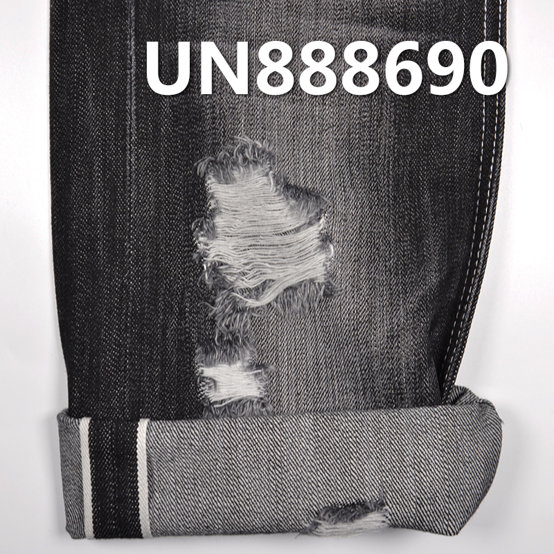 100% Cotton Black Selvedge Denim | 13.5 oz Cotton Slub Right Hand Twill Denim Fabric | For Jeans Denim Skirts Denim Jackets Outerwear