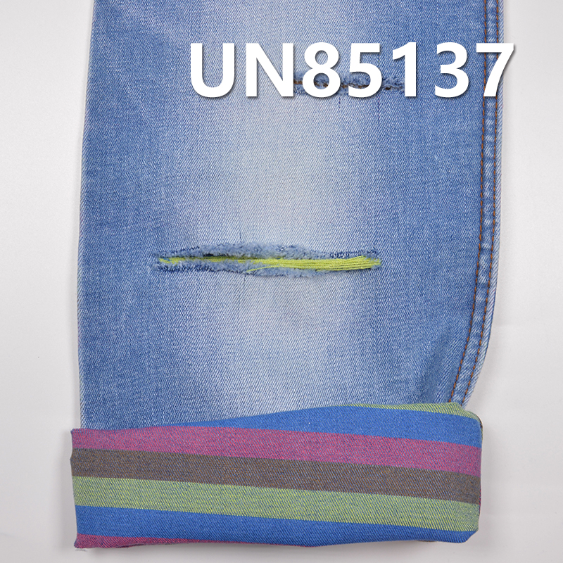 Blue  Face&Colored Striped Denim | 10.5oz Poly-Cotton Stretch 3/1"z"Twill Denim| Fabric for Jeans, Denim Skirts, Jackets