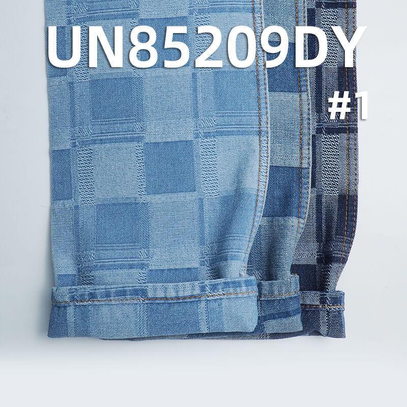 10.4 oz Cotton-Polyester Denim Fabric | Square Plaid Jacquard Denim | Ideal for Jeans, Denim Skirts, and Jackets