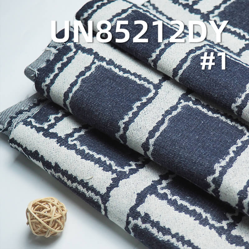 12.6 oz Cotton-Polyester Jacquard Denim | Vintage Floral Plaid Fabric | Jeans & Bags