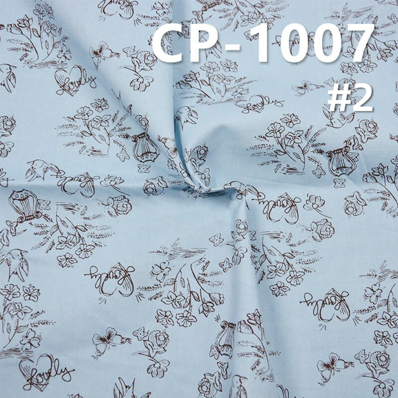 Cotton Print Fabric | 181g/m² Brushed Plain Cotton with Swallow Flower Design | Fabric for Dresses, Skirts, Tops