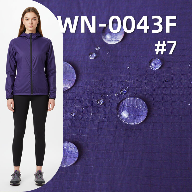 420T Laminated Nylon Rib-stop Fabric | 95g/m2 Ultra-lightweight with Waterproof Membrane | Cire Finish & Crinkle Texture