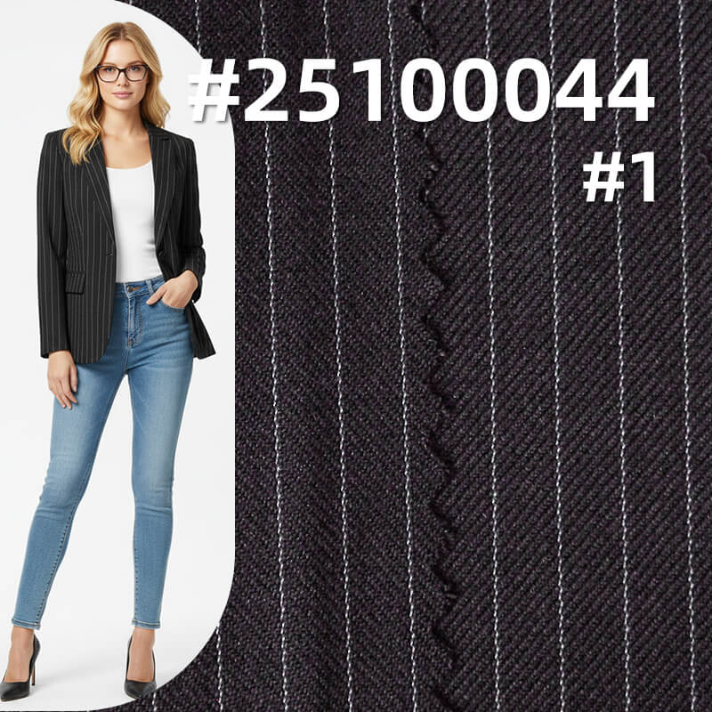 Striped T/R Wool Blend Suiting Fabric | 215g/m2 Mid-weight Double-Faced Twill | For Suits, Trousers & Blazers