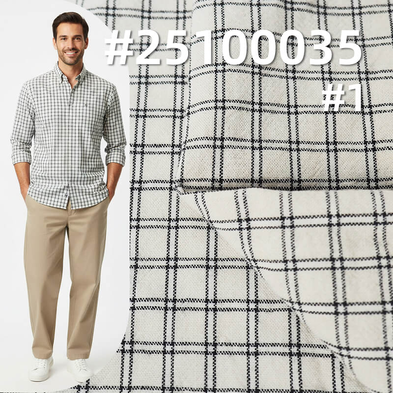 Yarn-Dyed Cotton Plaid Fabric | 130g/m2 Crinkle Plain Weave | For Casual Shirts, Blouses & Skirts