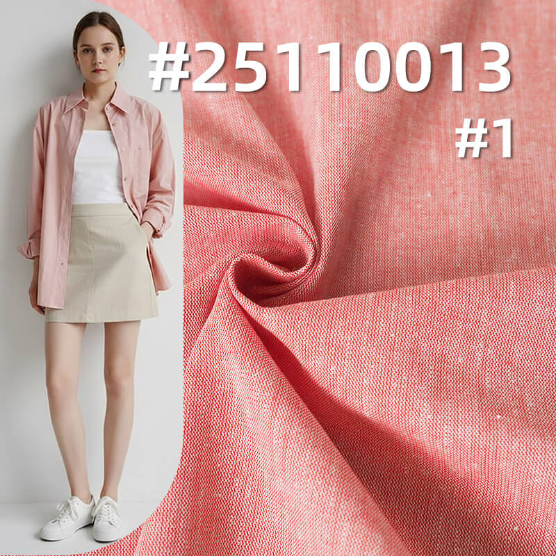 Linen Cotton Chambray Fabric | 135g/m2 Lightweight Yarn-Dyed Weave | For Premium Shirting, Skirts & Dresses