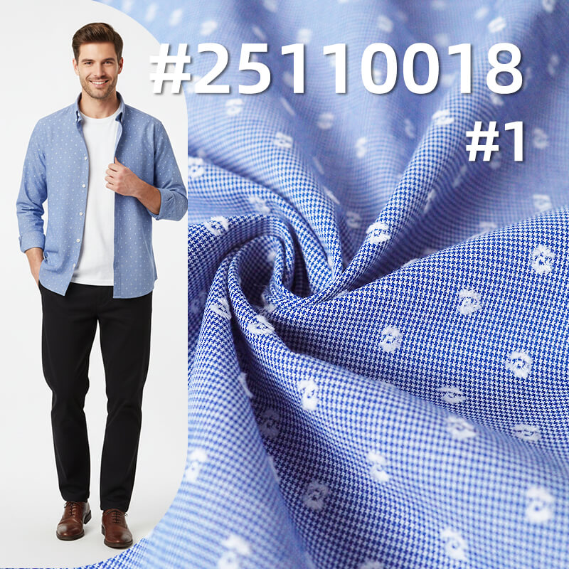 Yarn-Dyed Cotton Houndstooth Fabric | 96g/m2 Lightweight Dobby Weave | For Fashion Shirting, Blouses & Skirts