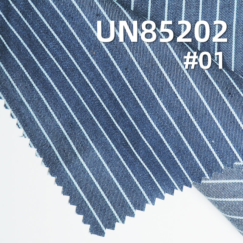 100% Tencel Blue and White Striped Denim | 4.5oz Lightweight Woven Fabric for Skirts, & Shirts