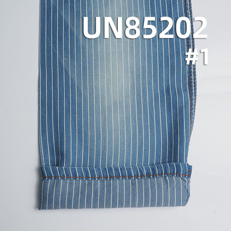 100% Tencel Blue and White Striped Denim | 4.5oz Lightweight Woven Fabric for Skirts, & Shirts