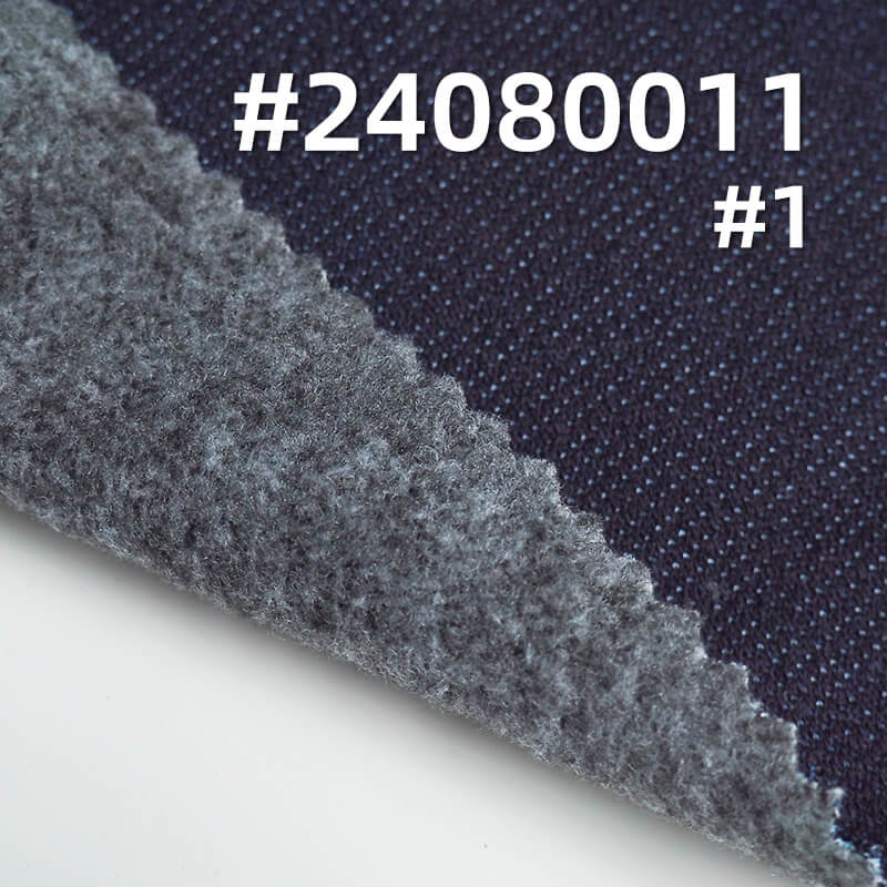 400g/m² Stretch Poly-Cotton Twill Fleece-Lined Knit Denim | Washable Indigo Denim for Jeans, Jackets, Coats