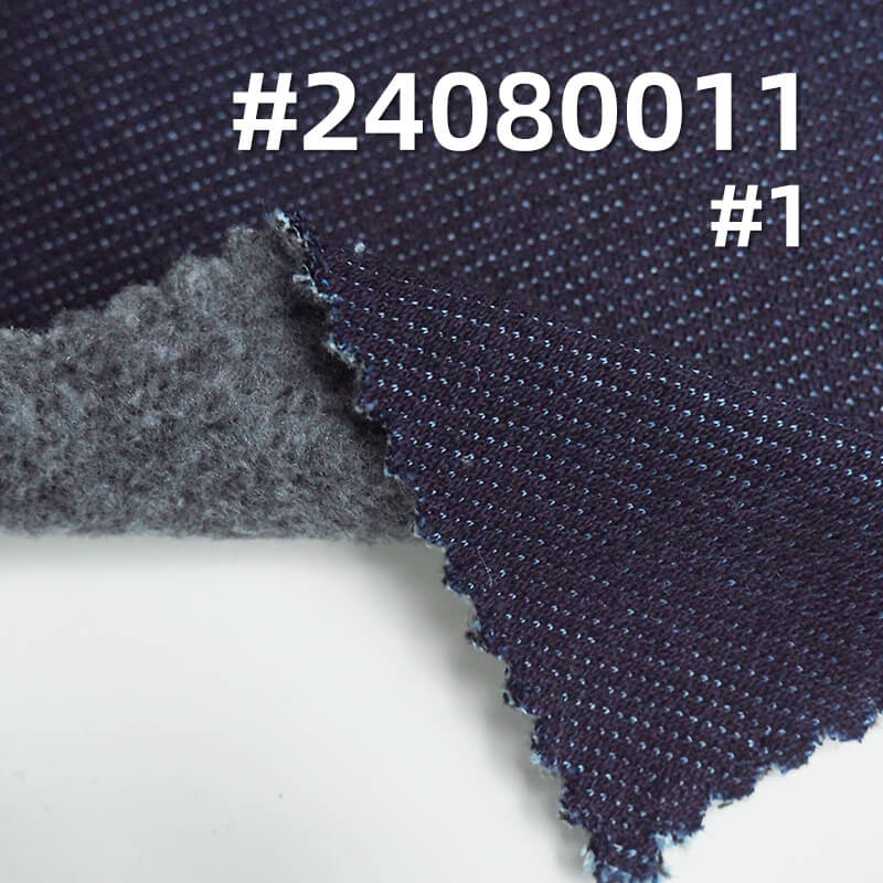 400g/m² Stretch Poly-Cotton Twill Fleece-Lined Knit Denim | Washable Indigo Denim for Jeans, Jackets, Coats