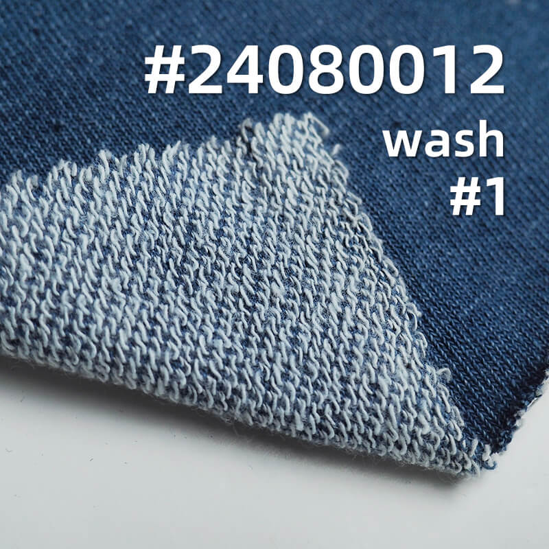 300g/m² Cotton Knit Denim | Mid-weight Indigo Washable Fabric | Sweatshirt, Jeans, Jacket Fabric
