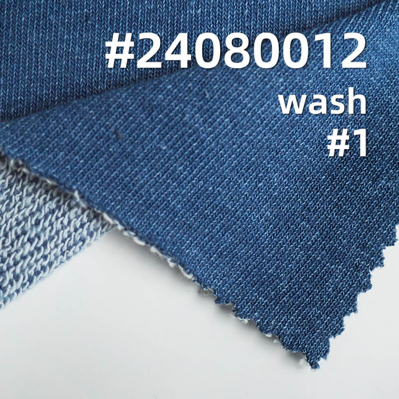 300g/m² Cotton Knit Denim | Mid-weight Indigo Washable Fabric | Sweatshirt, Jeans, Jacket Fabric