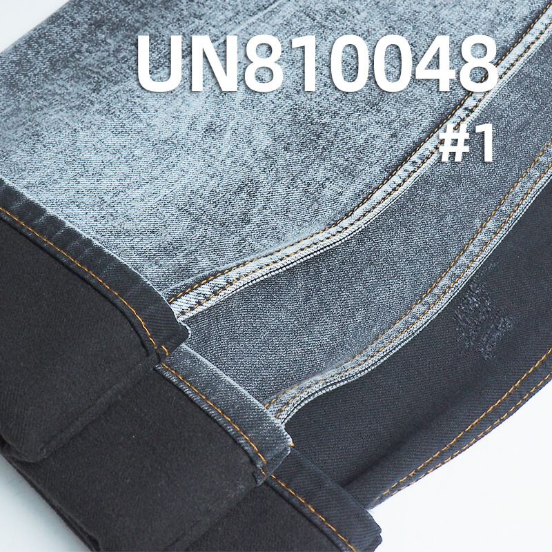4-Way Stretch Denim | 10oz Thermal Denim | Black Face & Black Back Fabric | Warm Fleece Lining | Fabric for Jeans, Skinny Pants, Skirts & Shirts