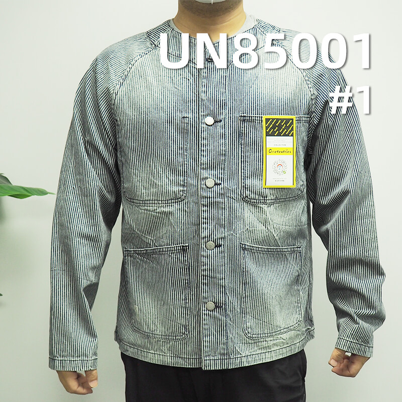 Blue & White Striped Denim | 9.8oz Non-Stretch 2/1 “Z”Twill Denim | Recycled Fiber | Jeans, Casual Jackets Fabric