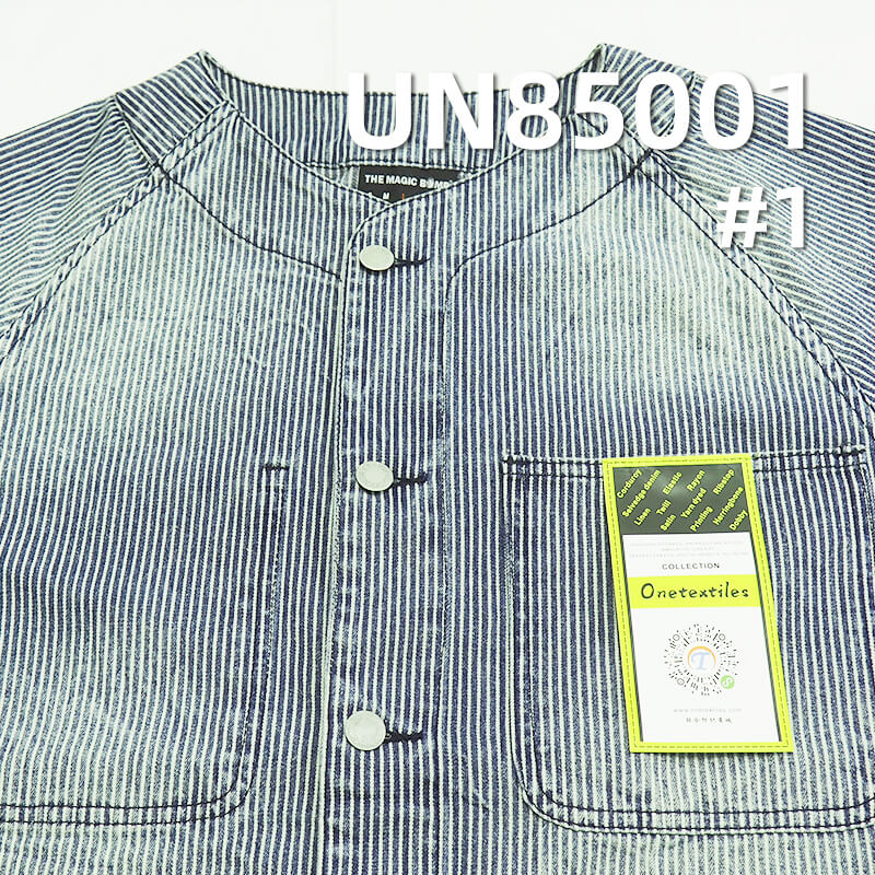 Blue & White Striped Denim | 9.8oz Non-Stretch 2/1 “Z”Twill Denim | Recycled Fiber | Jeans, Casual Jackets Fabric