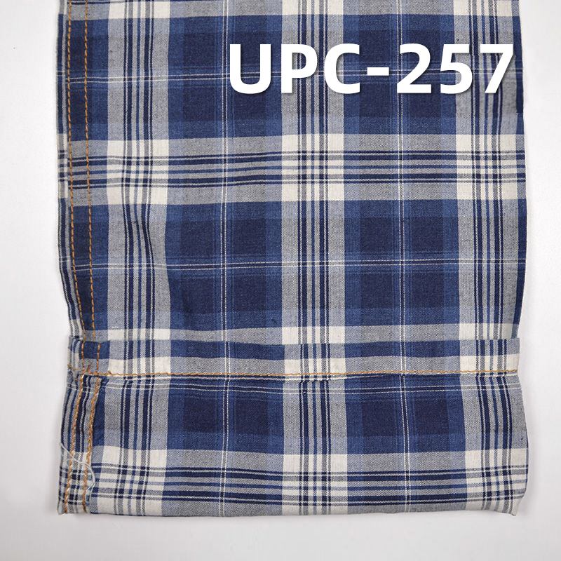Indigo Plaid Fabric | 100% Cotton Yarn-Dyed | 105gsm Lightweight Preppy Style | for Shirts, Skirts, Dresses