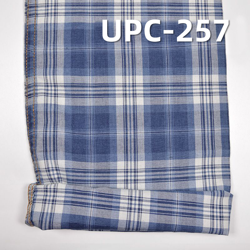 Indigo Plaid Fabric | 100% Cotton Yarn-Dyed | 105gsm Lightweight Preppy Style | for Shirts, Skirts, Dresses