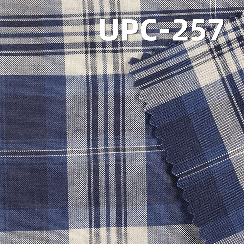 Indigo Plaid Fabric | 100% Cotton Yarn-Dyed | 105gsm Lightweight Preppy Style | for Shirts, Skirts, Dresses
