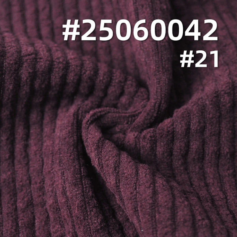 High Stretch 6W Warp Knit Corduroy | 330g/m2 Polyester Fabric for Trousers, Skirts, Jackets