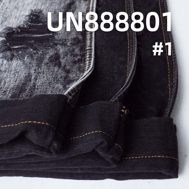 Raw Selvedge Denim | 15oz All Cotton Slub Yarn Dyed Denim | Black Face Black Back | Washable Denim