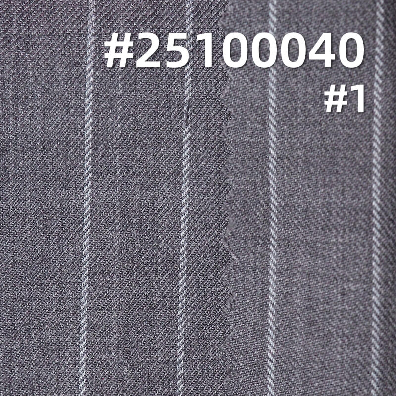 Worsted Wool Striped Fabric | 275g/m2 Wool Polyester Double Twill Dyed Fabric | Suits, Trousers & Tops Fabric