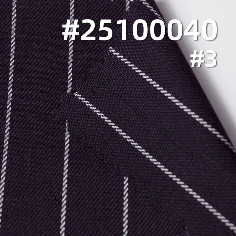 Worsted Wool Striped Fabric | 275g/m2 Wool Polyester Double Twill Dyed Fabric | Suits, Trousers & Tops Fabric