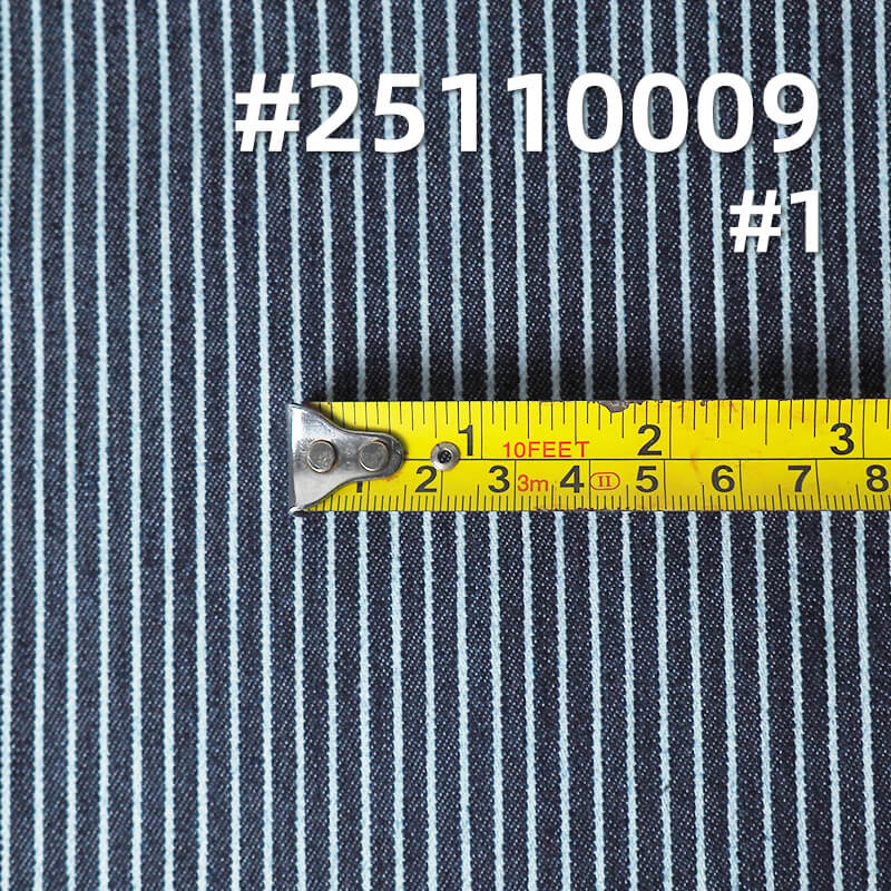 Hickory Stripe Stretch Denim | 7.8oz Lightweight Poly-Cotton Twill | For Denim Shirting, Skirts & Dresses