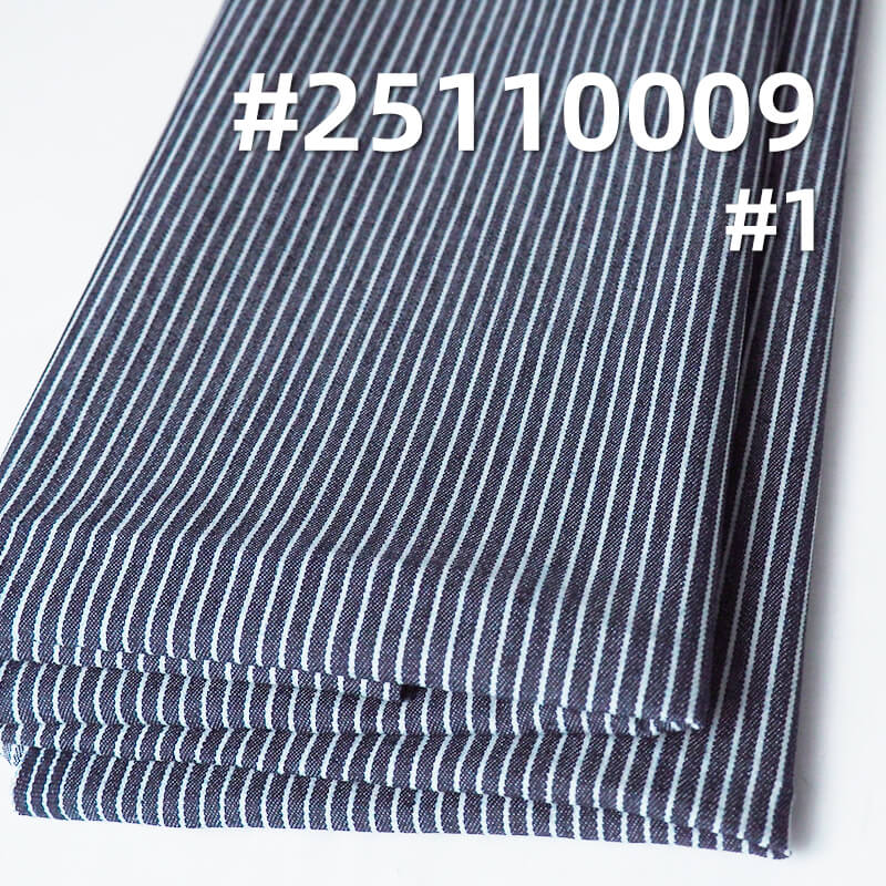 Hickory Stripe Stretch Denim | 7.8oz Lightweight Poly-Cotton Twill | For Denim Shirting, Skirts & Dresses