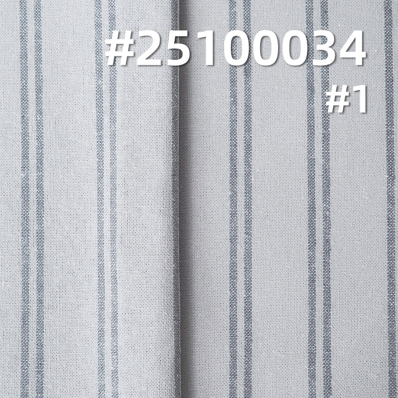 Yarn-Dyed Linen Cotton Stripe Fabric | 200g/m2 Mid-weight Plain Weave | For Casual Shirts, Pants & Skirts