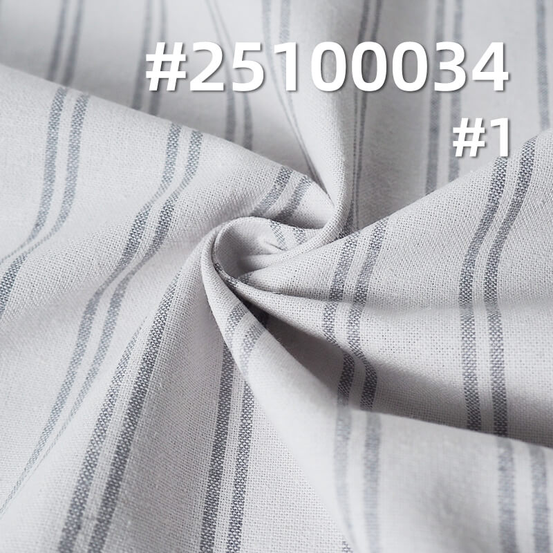 Yarn-Dyed Linen Cotton Stripe Fabric | 200g/m2 Mid-weight Plain Weave | For Casual Shirts, Pants & Skirts