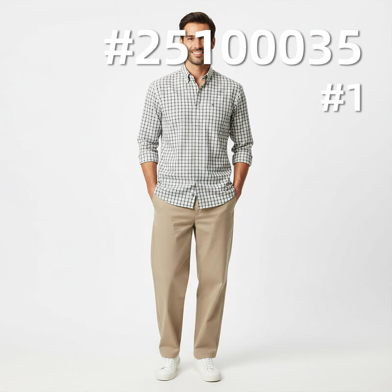 Yarn-Dyed Cotton Plaid Fabric | 130g/m2 Crinkle Plain Weave | For Casual Shirts, Blouses & Skirts