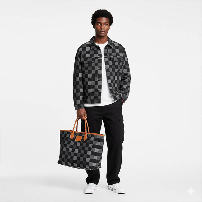 100% Cotton Denim | 12.5 oz All-Cotton Denim | Jacquard Woven Checkered Fabric | Denim for Jeans & Jackets