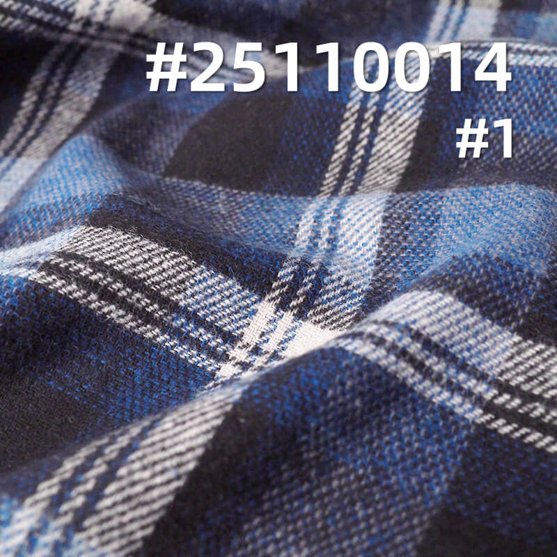 Yarn-Dyed Cotton Flannel Plaid | 224g/m2 Mid-weight Brushed Twill | For Plaid Shirts, Pants & Skirts
