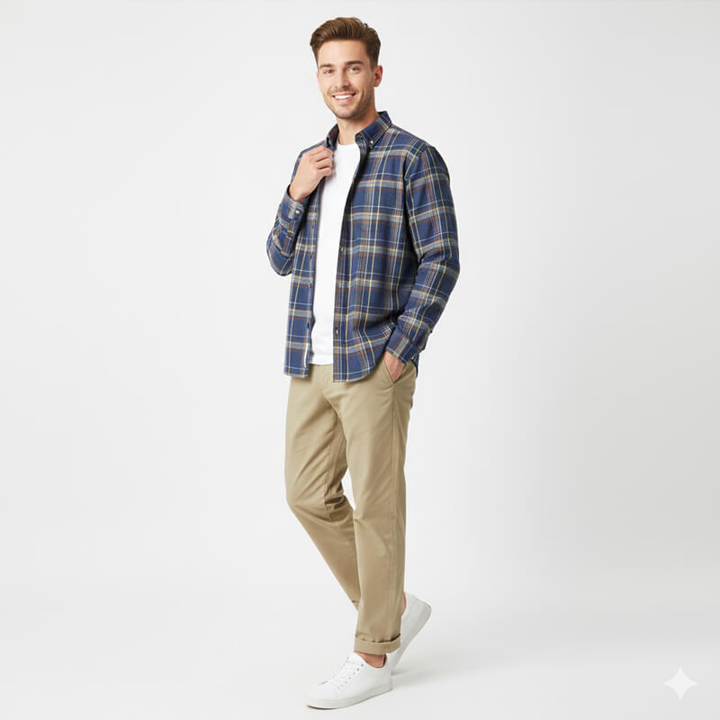 Yarn-Dyed Cotton Flannel Plaid | 174g/m2 Brushed Double Twill | For Plaid Shirts, Pants & Skirts