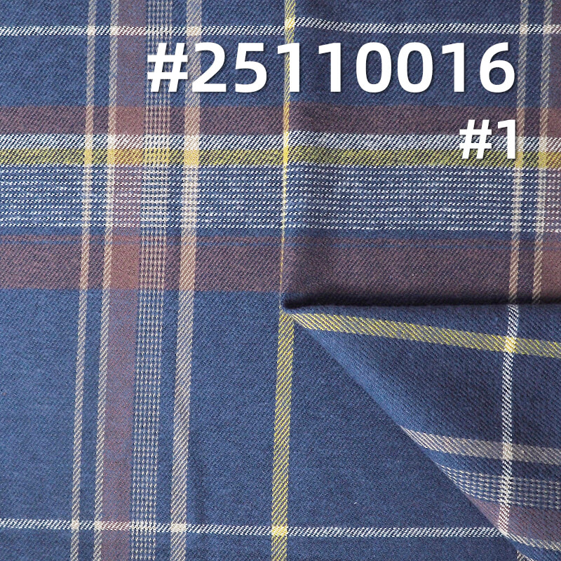 Yarn-Dyed Cotton Flannel Plaid | 174g/m2 Brushed Double Twill | For Plaid Shirts, Pants & Skirts