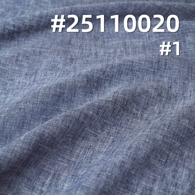 Indigo Blue Chambray Fabric | 110g/m2 Lightweight Linen Cotton Poly Blend | For Premium Shirting, Skirts & Dresses
