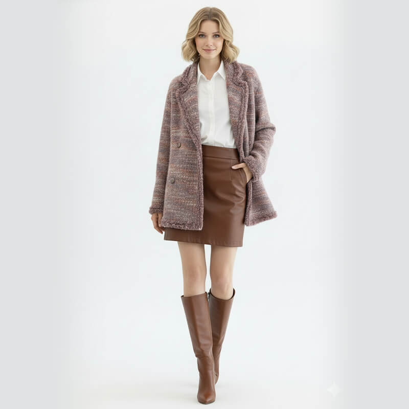 Multi-color Heather Cationic Knit | 400g/m2(600g/m) Heavyweight Wool-like Fabric | Provence Style | For Coats & Hats