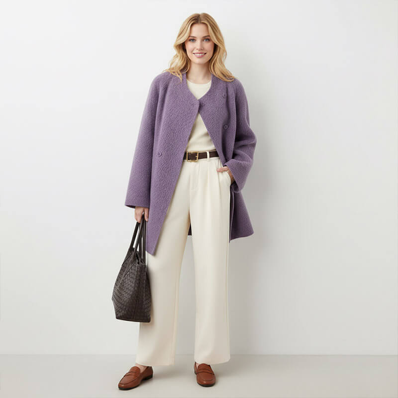 Silky T/R Wool-like Knit | 400g/m2(600g/m) Heavyweight Polyester Rayon Blend | For Luxury Coats, Trousers & Capes