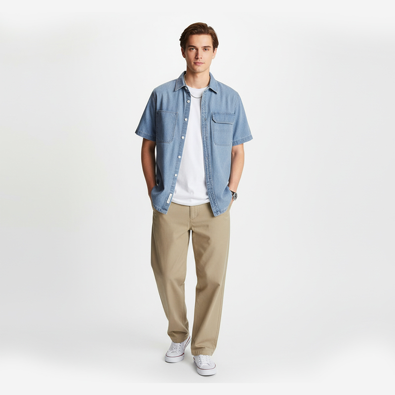 Cotton Chambray with Weft Slub | 6oz Lightweight Plain Weave | For Denim-style Shirts & Skirts