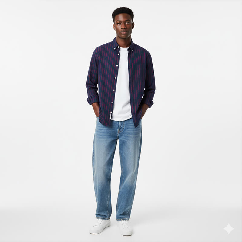 100% Cotton Yarn-Dyed Stripe Fabric | 8.5oz Lightweight LHT Twill | For Skirts & Shirting