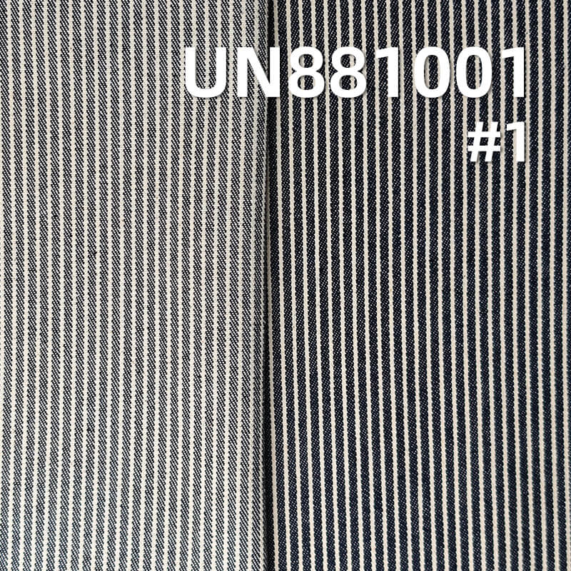 Non-Fading Denim | 10.8 oz Cotton Stripe Denim Fabric | Blue and White Stripe | Fabric for Denim Shirts & Skirts