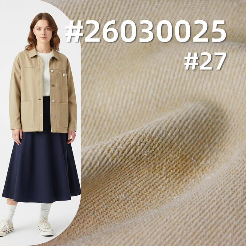 100% Cotton Dyed Fabric|7S Slub Twill Drill|320g/m2 Snowflake-Effect Napped & Brushed-Back Fabric|Workwear Jacket & Pants Fabric