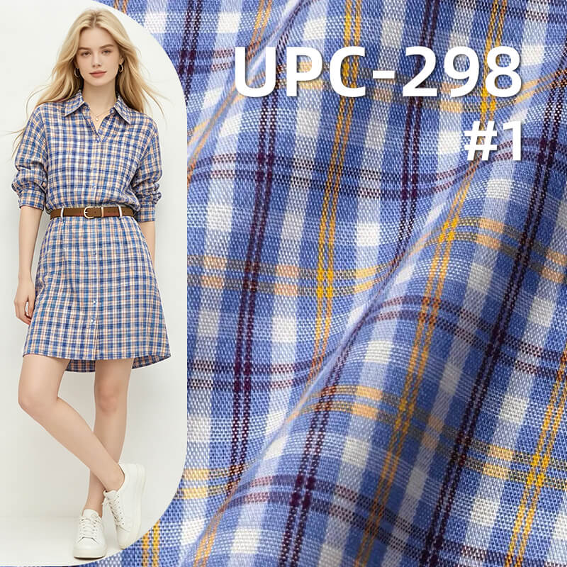100% Cotton Yarn-Dyed Plaid Fabric | 90g/m² Lightweight Plain Weave Textile | Fabric for Casual Shirts & Skirts