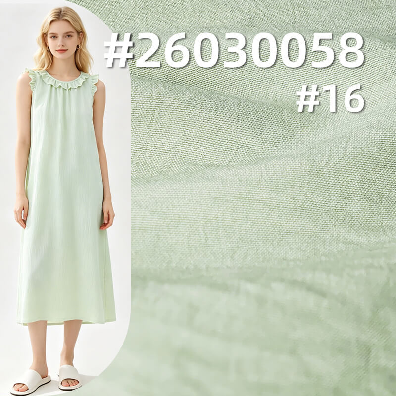 120g/m2 Polyester Cotton-Like Crinkle Plain Weave Fabric|Loungewear Shirt Dress & Pants Fabric