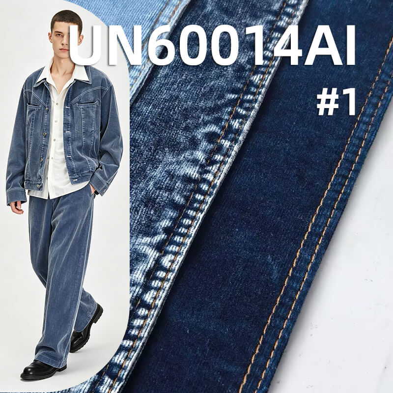 315g/m² Stretch Indigo Denim Corduroy | 21-Wale Elastic Textile | Fabric for Trousers, Skirts & Jackets