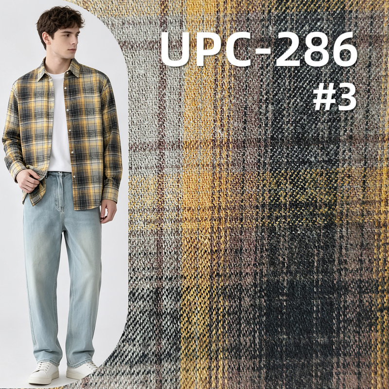198g/m² Heavyweight Brushed Cotton Yarn-Dyed Plaid Fabric | Flannel Woven Textile | Fabric for Shirts, Skirts & Trousers