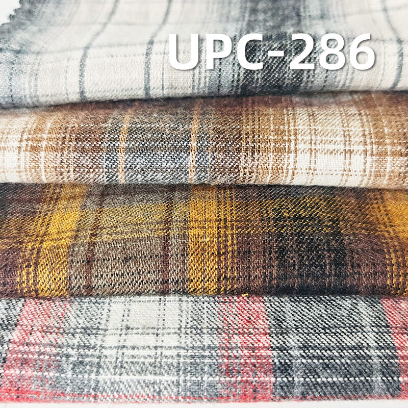 198g/m² Heavyweight Brushed Cotton Yarn-Dyed Plaid Fabric | Flannel Woven Textile | Fabric for Shirts, Skirts & Trousers